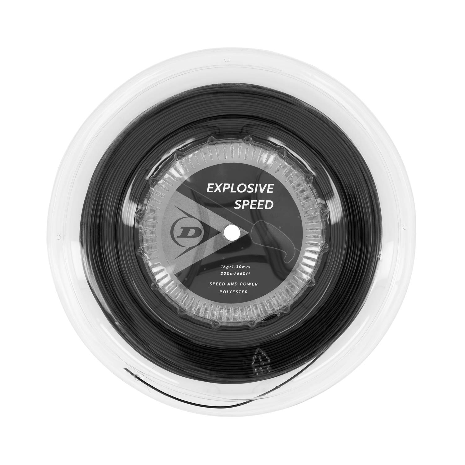 Dunlop Explosive Speed Tennis String, 16g/1.30mm, 200m Reel, Black