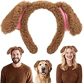 Voiiake Floppy Dog Ears Headband Costumes, Brown Puppy Dog Ear Costume for Adults