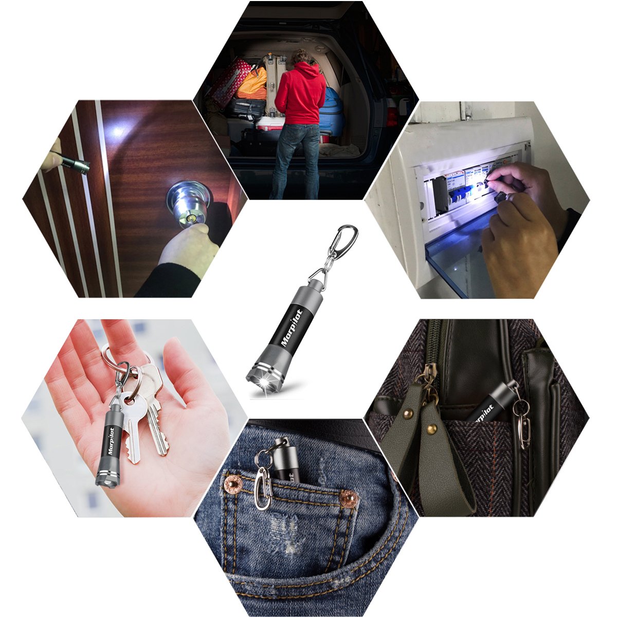 12 LED UV Flashlight Urine Detector - Morpilot Upgrade Ultraviolet Black Light Flashlight with Mini Keychain White Flashlight,for Detect Bed Carpet Bug Dog Urine Stain Scorpion