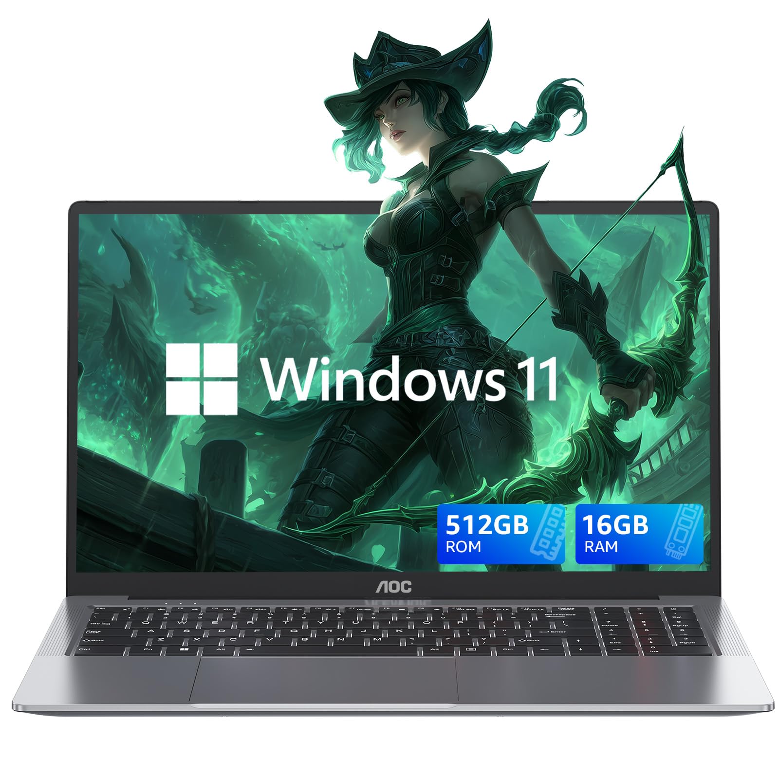 Photo 1 of **Missing power cord**KAIGERR Laptop, ?ntel N150 Processor (Up to 3.6GHz), 16GB RAM 512GB NVMe SSD, 15.6" FHD Display Laptop Computer, Home/Business/Student Laptop, Metal Shell, USB3.2, HDMI