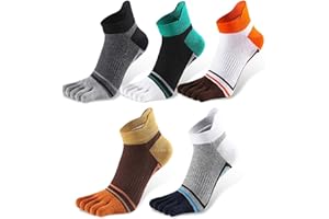 Men Toe Socks No Show Low Cut Athletic Wicking Cotton 5 Finger Split Toe 5 Pack