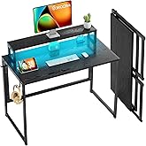 Computer Desk Folding Writing Desk With 8 Hooks | VASAGLE - View #3