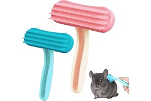 Oxiros 2 Pack Bunny and Chinchilla Grooming Brush – Soft Silicone De-Shedding Bath & Massage Comb for Rabbits, Guinea Pigs, S