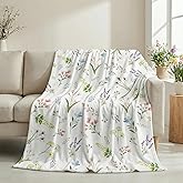 Horaldaily Spring Summer Flannel Blanket Throw, Watercolor Wild Flowers Blooming Soft Fuzzy Plush Cozy Fleece Blankets for Couch Sofa Bed Lounging, Ideal Gifts for Kids Adults Self, 50x60