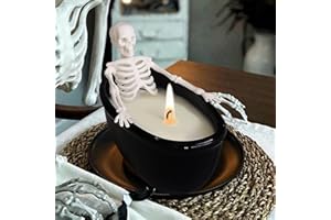 UPLAVIE Skeleton Candle, Halloween Decor, Long Burning Soy Candle with Gothic Design, Vintage Farmhouse Halloween Decoration for Home Indoor Room Tables, Spooky Gifts for Women