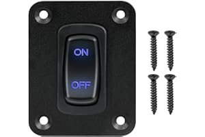 ULITECO Rocker Switch Panel, 1 Gang Toggle Switch Panel 12V, Wateroproof 5Pins Boat On-Off Switch, Automotive Replacement Toggle Switches, Marine Light Switch for Marine Boats ATVs Trailers 1PCS