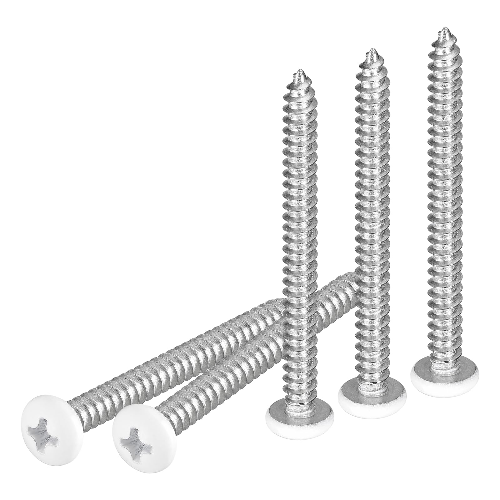 DTGN #10x2" White Screws 100Pack - 304 Stainless Steel Pan Head Phillips Sheet Metal Screw Self-tapping Screw Wood Screws — image 1