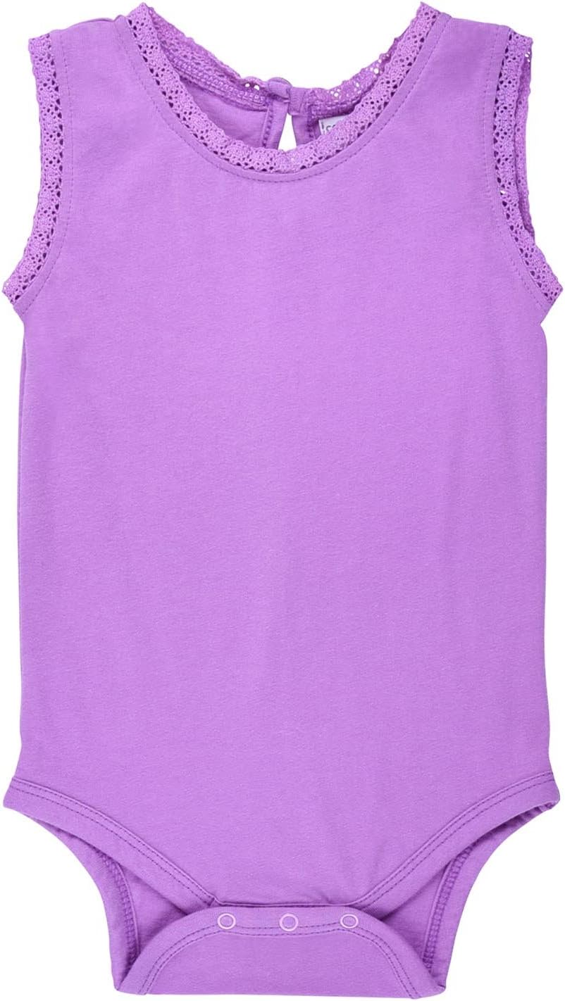 Colored Organics Baby Girls' Lucy Lace Tank Organic Bodysuit - Purple - 18-24M