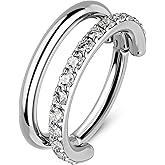 OUFER 20G/16G Nose Rings Hoop, Double Hoop Nose Rings For Women, 316L Surgical Steel Helix Earrings, Hinged Segment Clicker Nose Piercing Jewelry, Nose Hoops, Cartilage Helix Piercing Jewelry-8mm