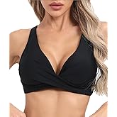 Vogueric Womens Underwire Push Up Bikini Top Adjustable Wide Straps Cropped Tankini Swimsuit Top Only