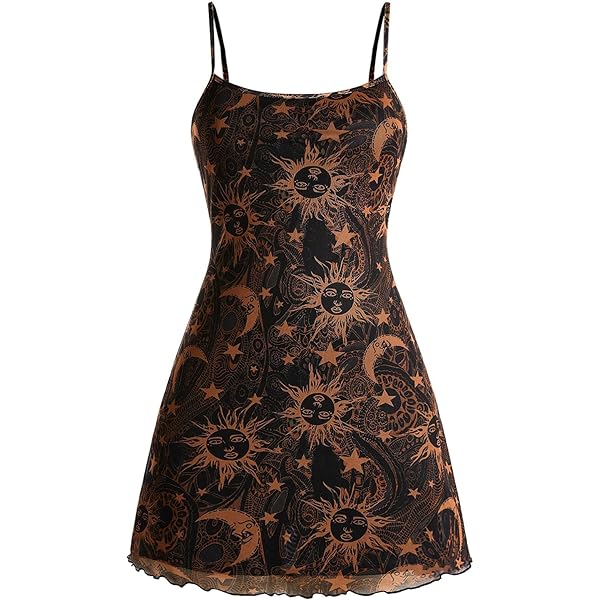 CIDER Women's Gothic Dresses Summer Mini Dress Lace Mesh Square Neck  Sleeveless Spaghetti Strap Party Goth Y2K Fall Black at Amazon Women's  Clothing store