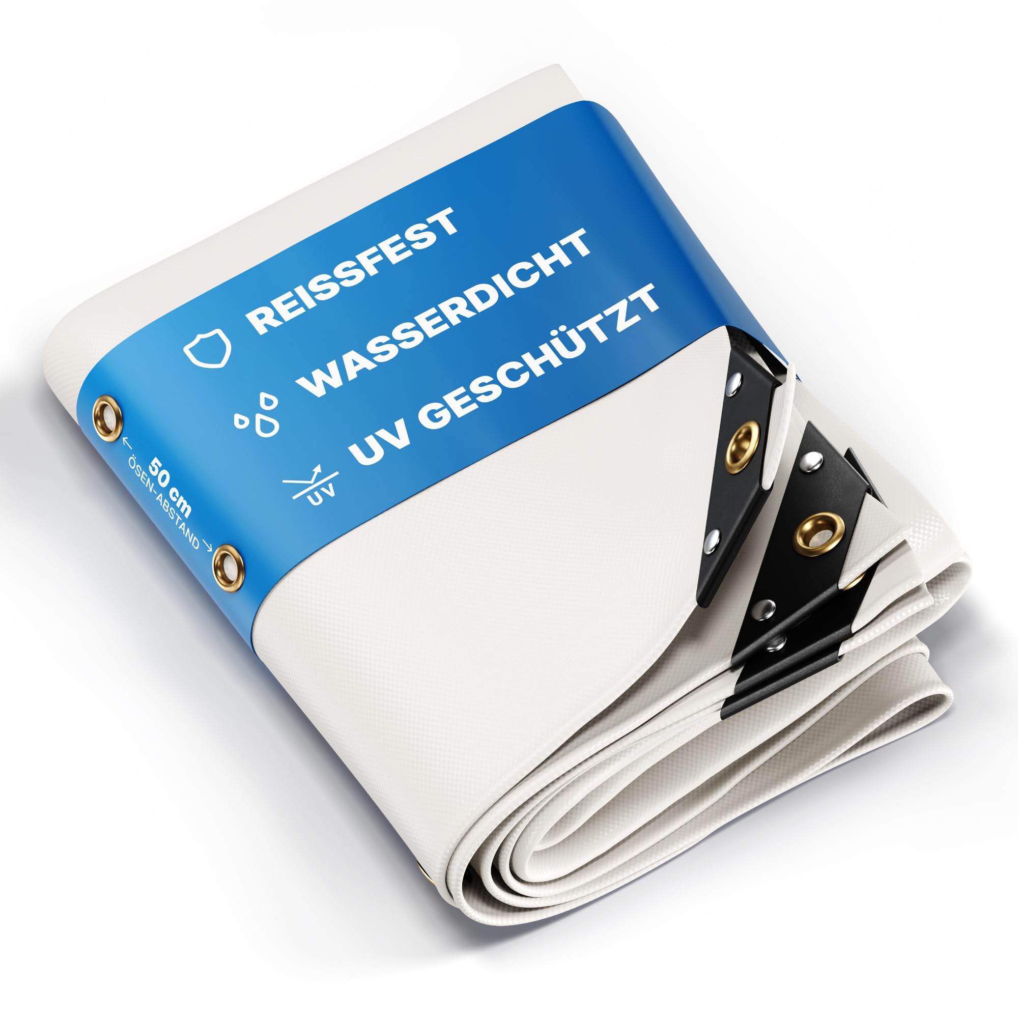 NEMAXX® Premium Waterproof Tarpaulin [300x200cm] – UV Resistant [650 g/m²] Truck Tarpaulin with Eyelets, PVC Fabric Cover for Wood, Garden, Roof & Construction – White – 6m²