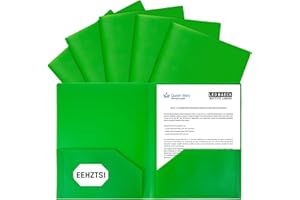 EEHZTSI 6-Pack Plastic Folders with Pockets,2-Pocket Poly Folders Holds 8-1/2" x 11" Paper for School/Office/Home, Green