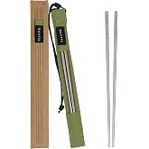 SANTTA Titanium Chopsticks with Travel Case | Ultralight and Reusable Chopsticks for Camping | 1 Pair Comes with Green Case