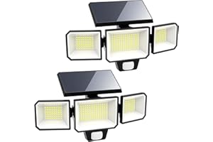FLITI Solar Motion Sensor Lights Outdoor,2600LM Brighter Security Flood Light,Adjustable 3 Heads Solar Outdoor Lights with Al