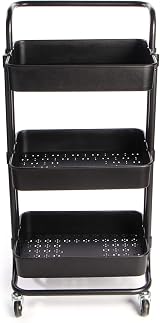 Maison & White 3 Tier Storage Trolley Black Wheel Cart Kitchen Bathroom view 3