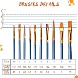 Noorlee 3 Pack Paint Brush Set 30 Nylon Hair 10 Sizes 16.5-19cm for Acrylic Oil view 6