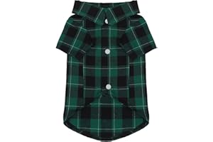 Paiaite Plaid Dog Shirt: Classic CheckeGreen Style in Pure Cotton for Large, Medium, and Small Breeds, Comfort, Breathability, and Elegance. Perfect for Everyday Wear, and Photoshoots Green L