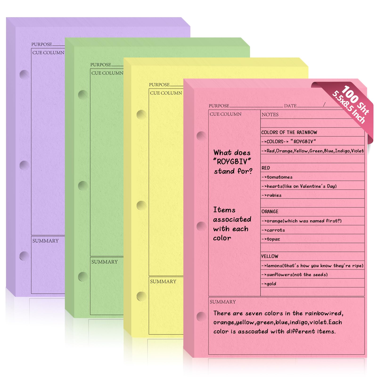 100 Sheets Cornell Notebook Paper College Ruled