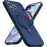 Mephoro Magnetic Stand for iPhone 17 Pro Max Case, Liquid Silicone, [Compatible with MagSafe][Built-in Kickstand&Ring Holder] Anti-Scratch Soft Microfiber Lining, Midnight Blue