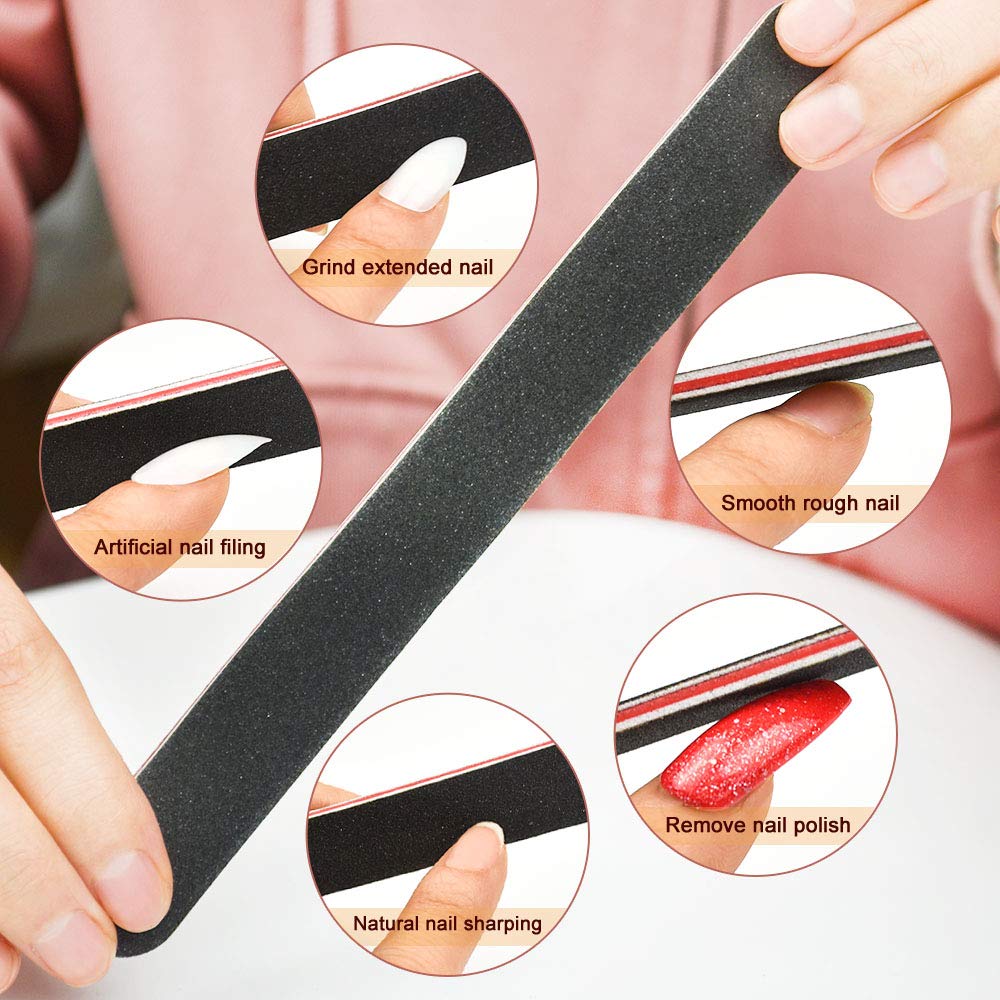 Professional Nail Files and Buffers Kit, 100/180 Grit Emery Boards for Nails, Colorful 4 Sides 120 Grit Nail Buffer Blocks, 7 Way Nail File Block with Finger Nail Brush for Salon Nail Art (14 PCS) : Beauty