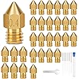 LAIHIFA 30PCS 3D Printer Nozzles, High Temperature&Wear Resistance, Better Thermal Conductivity Brass 3D Printer Nozzle 0.2mm, 0.3mm, 0.4mm, 0.5mm, 0.6mm, 0.8mm, 1.0mm for MK8, Ender 3, Creality CR10