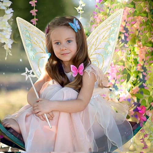 sachin and babi light blue dress Fairy Wings for Adults,Butterfly Wings for Girls,Angel Wings,Fairy Costume  for Women Halloween Dress Up Party Favor (Silver) in Kenya main image 0