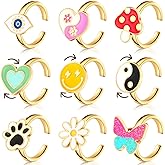 9 Pcs Fidget Anxiety Rings Rotatable Open Ring Set Cute Colorful Spinner Rings for Anxiety Stackable Rotating Calming Worry Adjustable for Women Lady Mood Relieve Stress