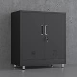 JINGUR Metal Storage Cupboard with Locking Doors and Adjustable Shelf Black view 6