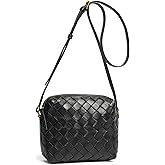 DORIS&JACKY Small Leather Crossbody Purse for Women Mini Lambskin Handwoven Cellphone Shoulder Bag With Long Adjustable Strap