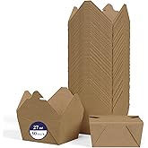 LITOPAK 50 Pack 27 oz Take Out Food Containers, Kraft Brown Take Out Boxes Leak Grease Resistant and Stackable for Restaurants, Homes, Offices, Picnics