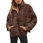 GeGekoko Women's Lightweight Oversized Long Sleeve Zip Water Resistant Packable Puffer Jacket Warm Short Winter Coat