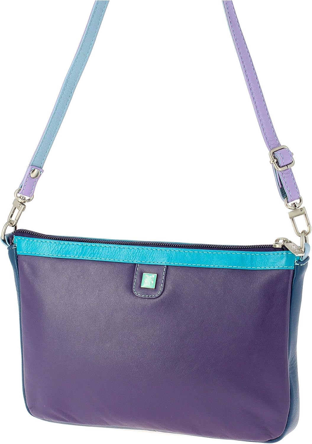 Woman rectangular bag in multicolor leather shoulder strap