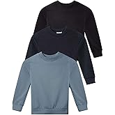 Real Essentials 3-Pack: Girls Ultra-Soft & Warm Long Sleeve Fleece Crew Neck Pullover Sweatshirt