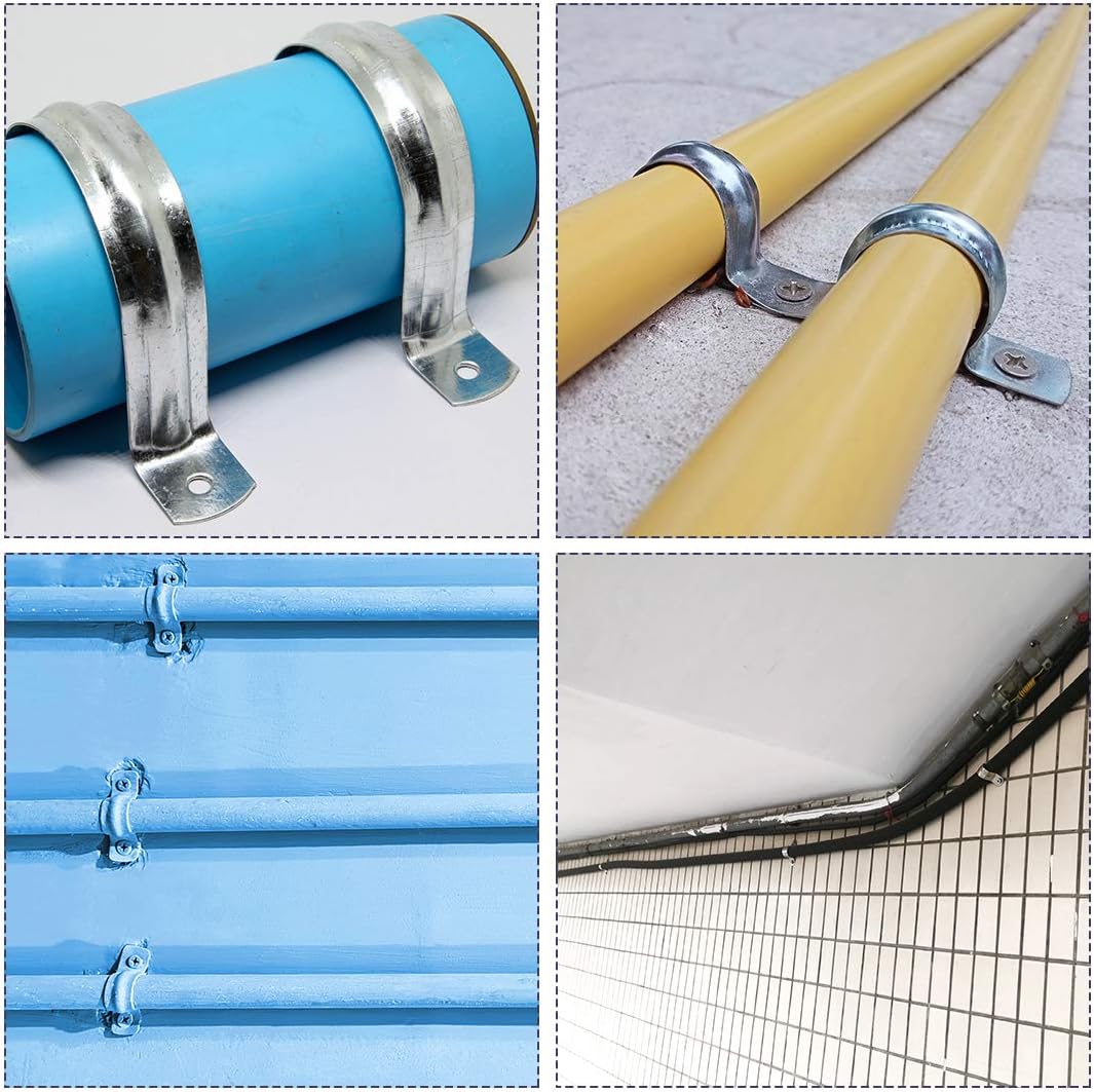 sourcing map Rigid Pipe Strap Fit for 110mm(4.33") OD, 2 Holes 304 Stainless Steel Tension Tube Clip Clamp - Image 4