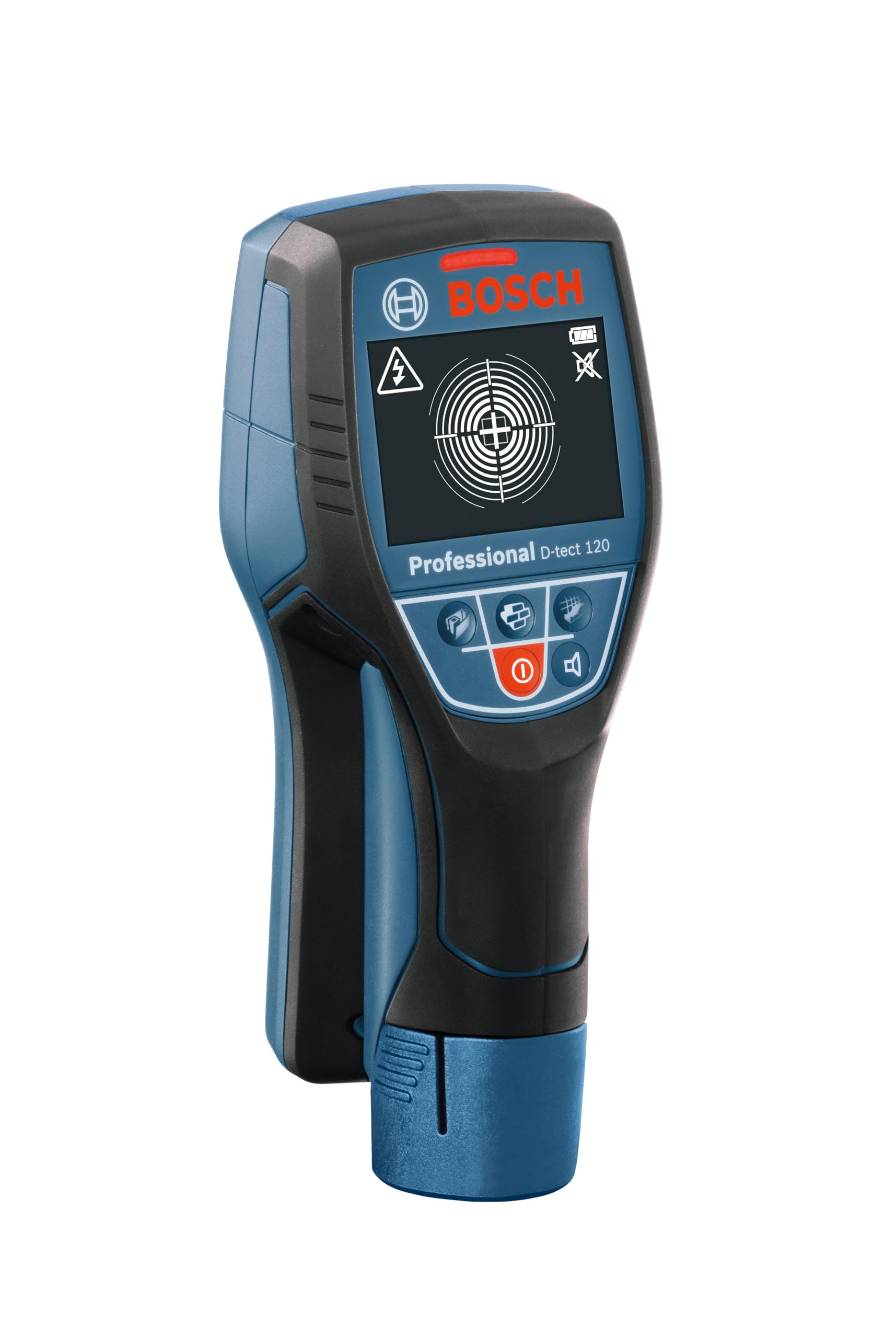 Bosch Professional Ortungsgerät D-tect 120 (4 x AA Batterien, max. Ortungstiefe für Kunststoffrohre/Holzunterkonstruktion/spannungsführende Leitungen/Eisenmetalle: 60/38/60/120/120 mm, Schutztasche) 4