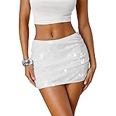Ammiko Women's Sequin Skirt Sparkly Mini Micro Skirts Glitter Y2k Shiny Low Rise Skirt Sexy Stretchy Bodycon Party