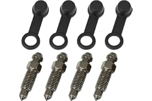 A ABSOPRO M7x1mm Bolt Bleeder Screw with Cap for Motorcycle Brake Master Cylinder Metal Black (Set of 4)