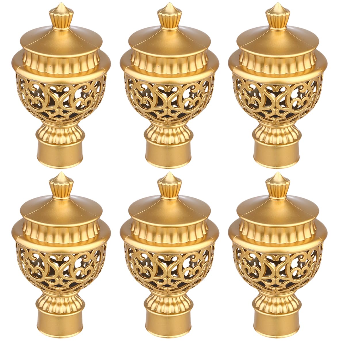 TOPBATHY 6pcs Decorative Curtain Rod Finials Retro Caps for Window Curtain Rods Hollow Fittings for Home Decor Stylish Curtain Rod Head Plugs