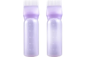 BEABOY Root Comb SIMPLE GRIP Applicator Bottles, 6 Ounce, Oil Applicator with Graduated Scale (2 Pack, Purple)