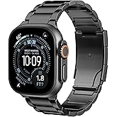 ZABUDUO Upgraded Titanium Band Replacement Compatible with Apple Watch Band Ultra 3 Ultra 2/Ultra 49mm,iWatch Series 11/10 46mm,9/8/7 45mm,SE3/SE2/SE/6/5/4 44mm,3/2/1 42mm, Titanium Watch Band, Black