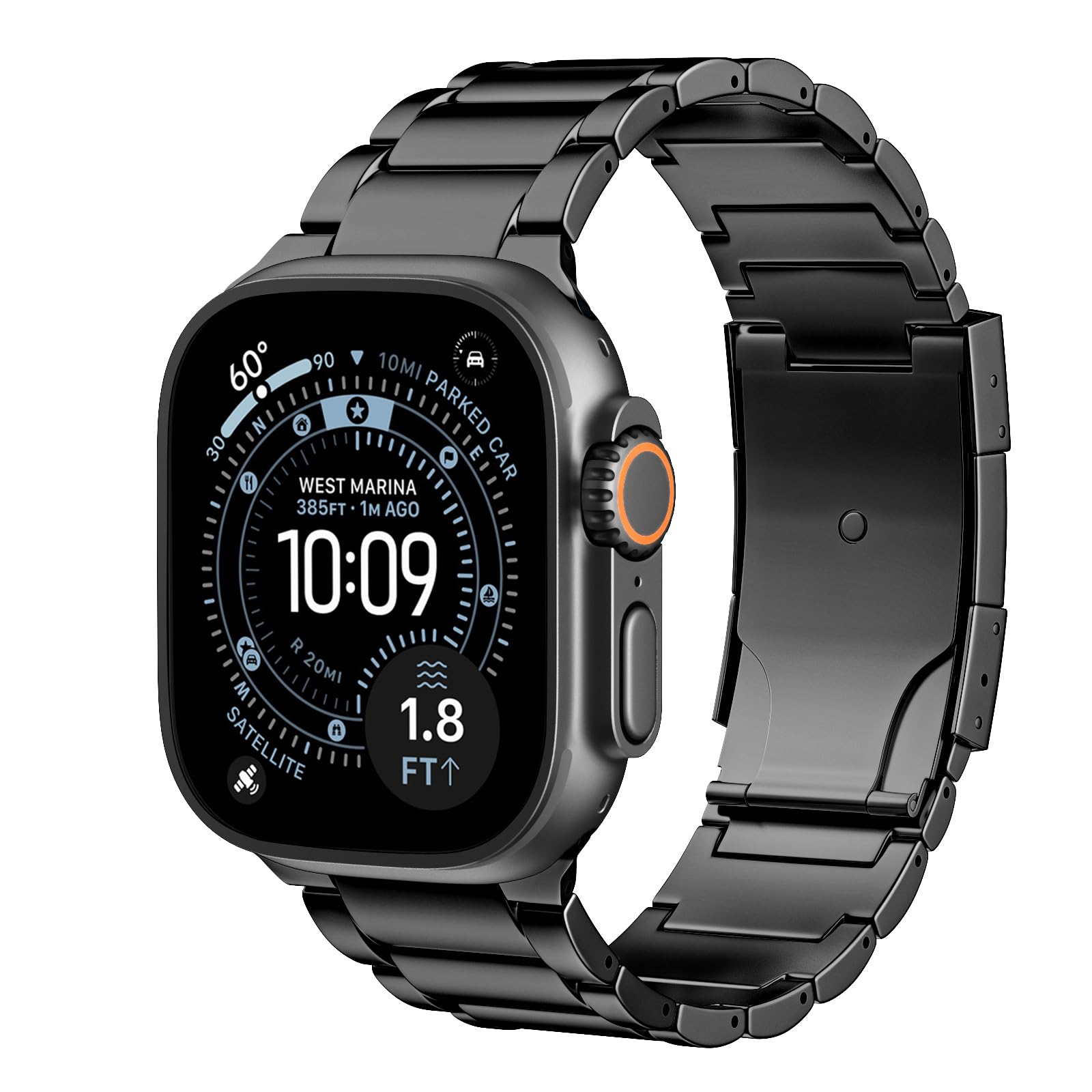 ZABUDUO Upgraded Titanium Band Replacement Compatible with Apple Watch Band Ultra 3 Ultra 2/Ultra 49mm,iWatch Series 11/10 46mm,9/8/7 45mm,SE3/SE2/SE/6/5/4 44mm,3/2/1 42mm, Titanium Watch Band, Black