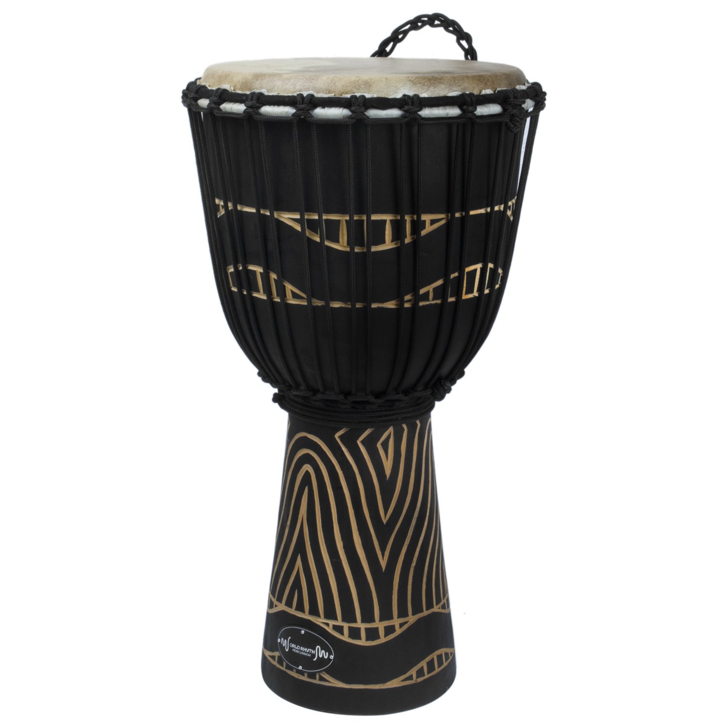 World Rhythm 12" African Djembe Drum Swirl Black Amazon.co.uk