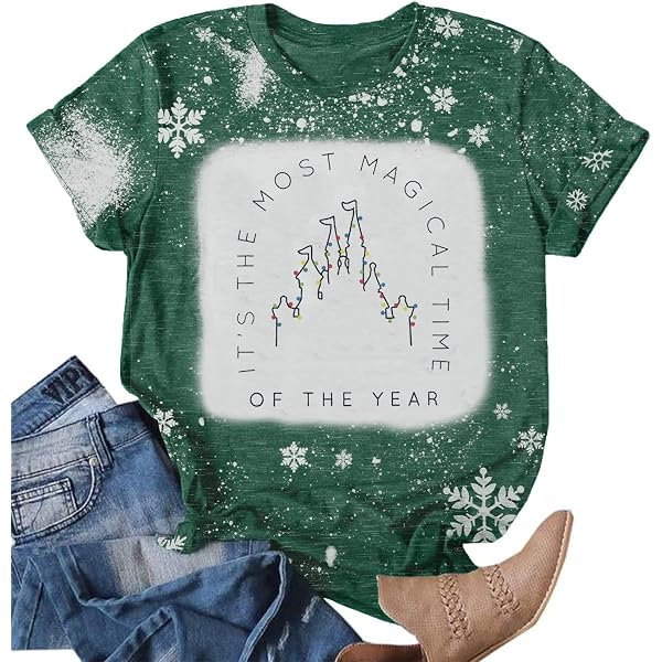 Pingyonghang Women's Christmas T-Shirt - 'Most Magic Time Of Year' Holiday Top, Short Sleeve
