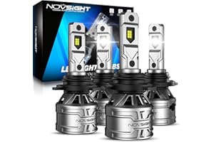 NOVSIGHT 9005 9006 Fog Bulbs - 50000LM Super Bright HB3 HB4 Fog Bulbs Combo with Cooling Fan, 3-Min Quick Installation, 6500K, Pack of 4