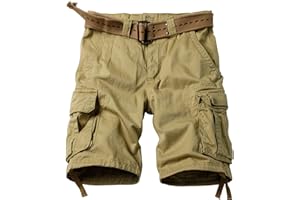 GSGGIG Mens Cargo Shorts Relaxed Fit Classic Outdoor Camo Cotton Twill Work Casual Shorts with 6 Pockets No Belt