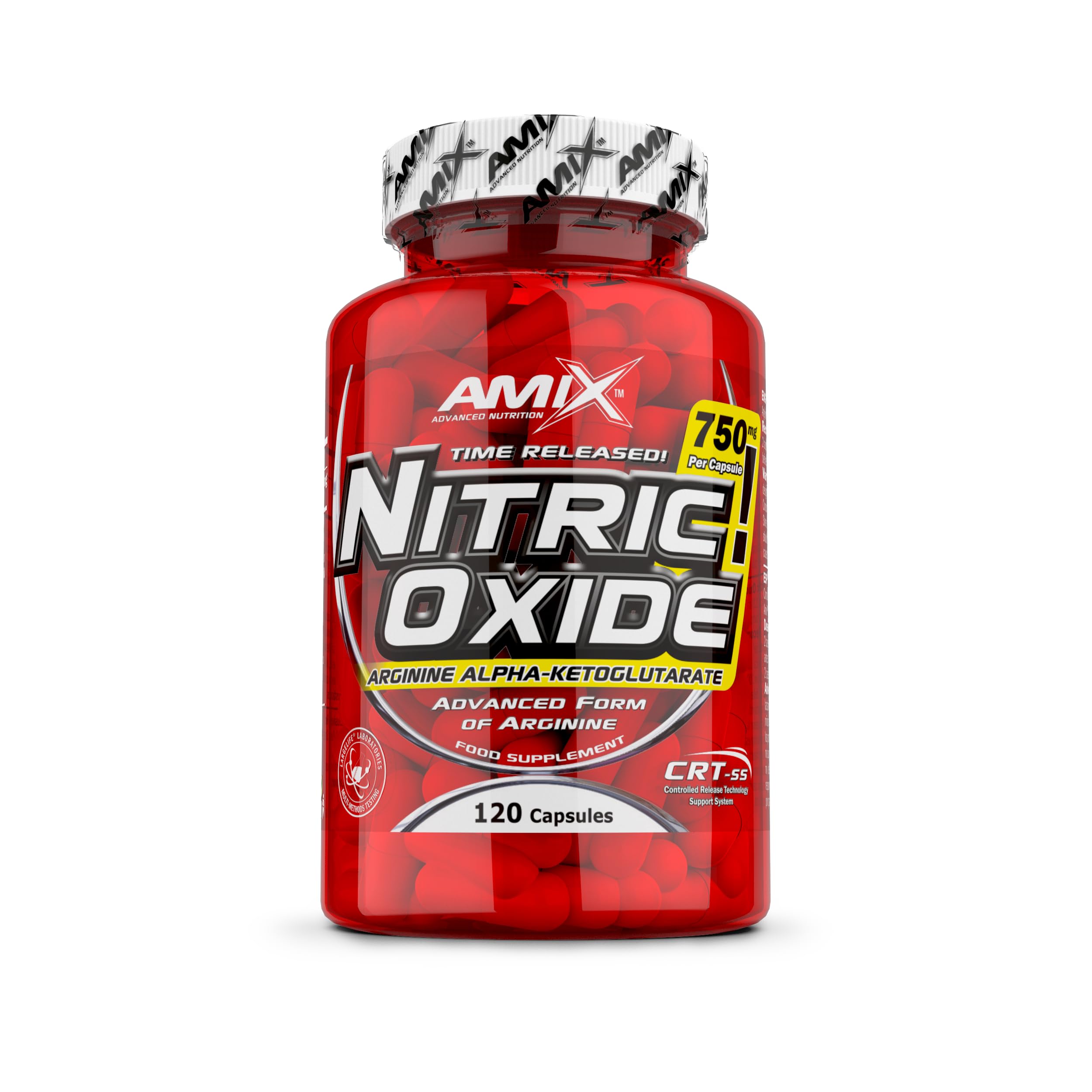 AMIX - Dietary Supplement - Nitric Oxide - 120 Capsules - Nitric Oxide Supplement - Vasodilator Effect - Reduces Fatigue - L-Arginine-Based Supplement