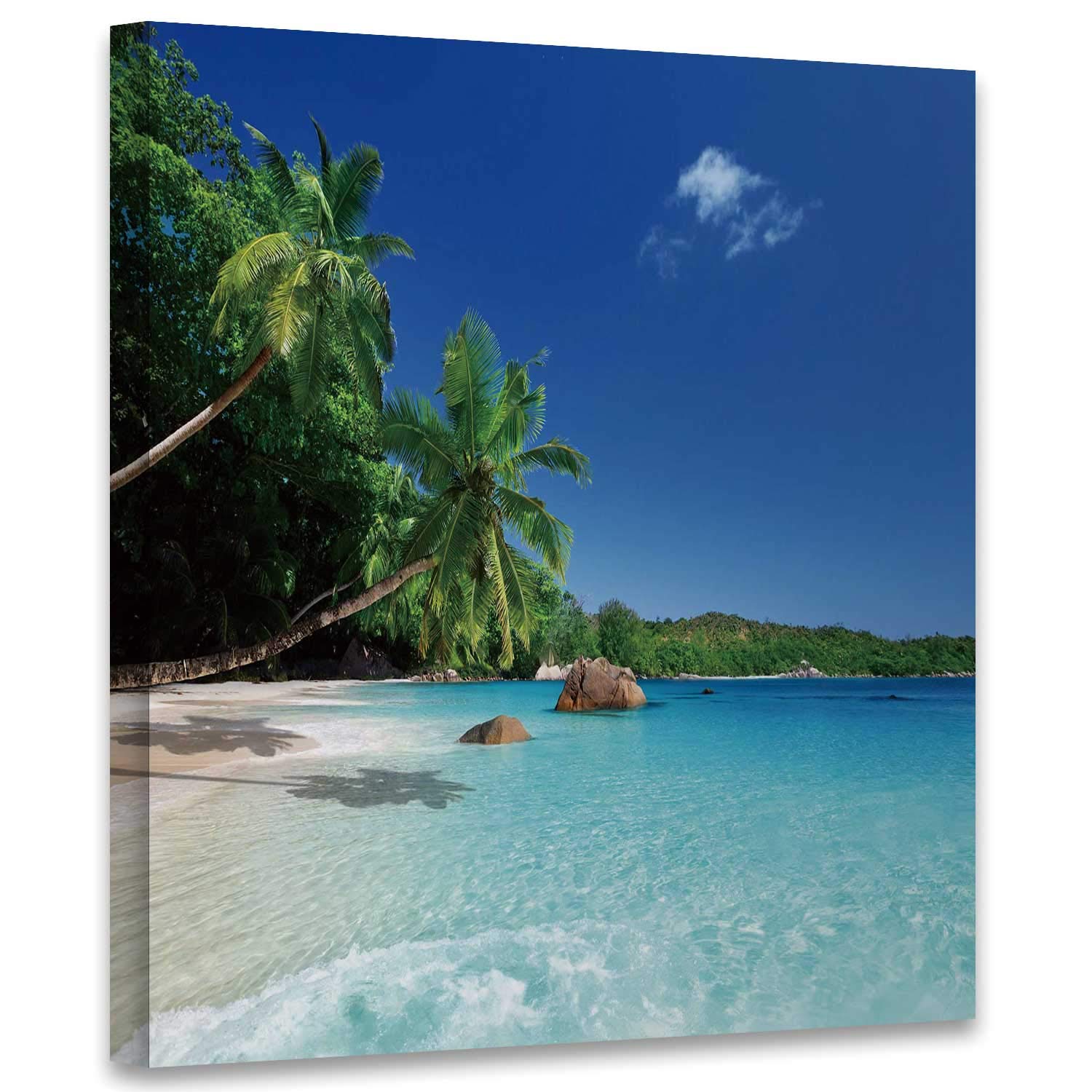 Beach at Praslin Island,Modern Home Decor to Hang Wall Decor lles for Living Room Decor Read to Hang