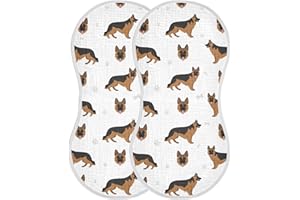 YYZZH German Shepherd Dog Muslin Burp Cloths for Baby 2 Pack Soft 100% Cotton Baby Washcloths Bibs for Boy Girl