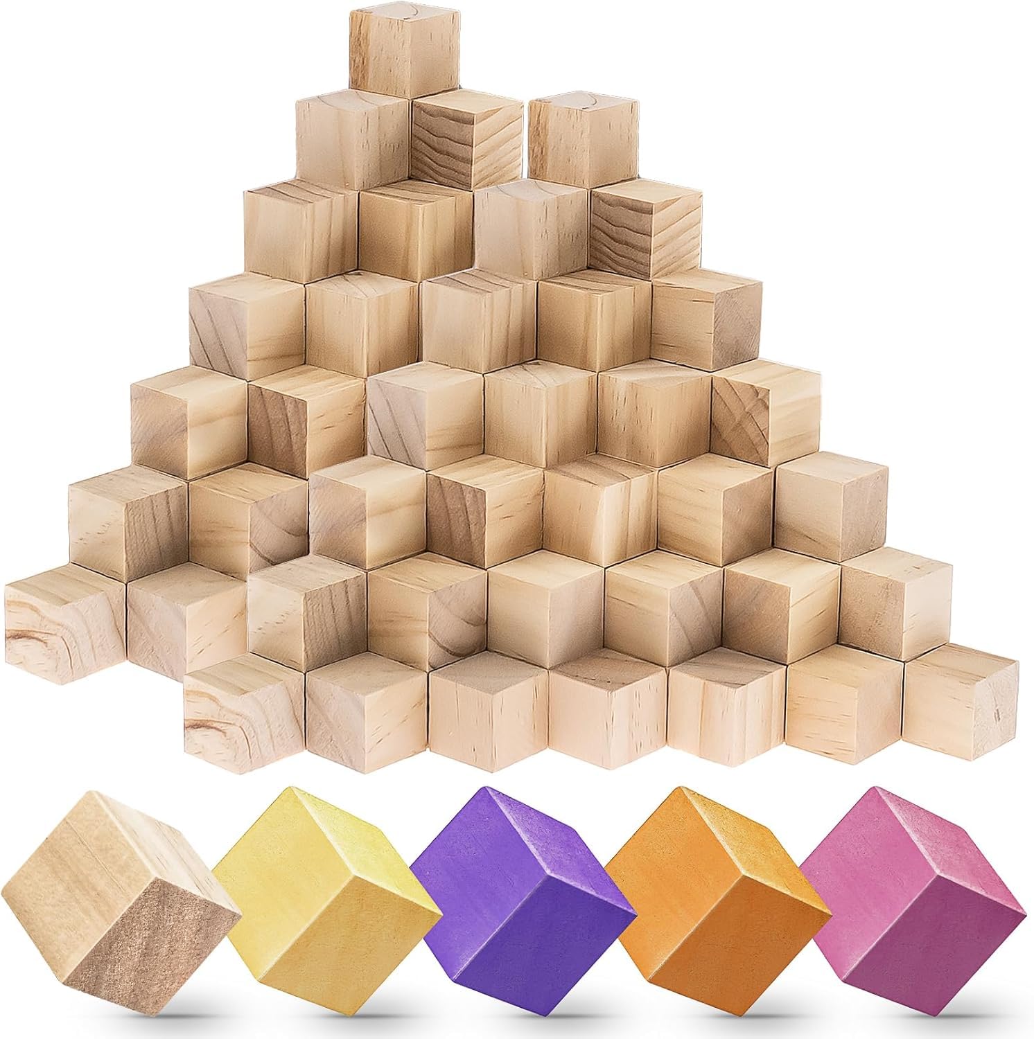 300 Pcs Small Wooden Cubes for Craft, 2.54cm Unfinished Wooden Blocks Blank Natural Plain Wood Square Blocks for Puzzle Making, Crafts and DIY Projects
